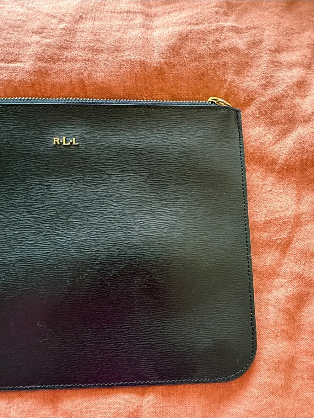 Ralph Lauren Black Leather Zip Pouch